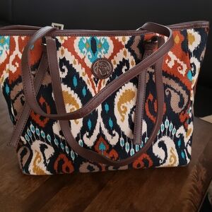 Spartina 449 Christina Linen Leather Shoulder Bag